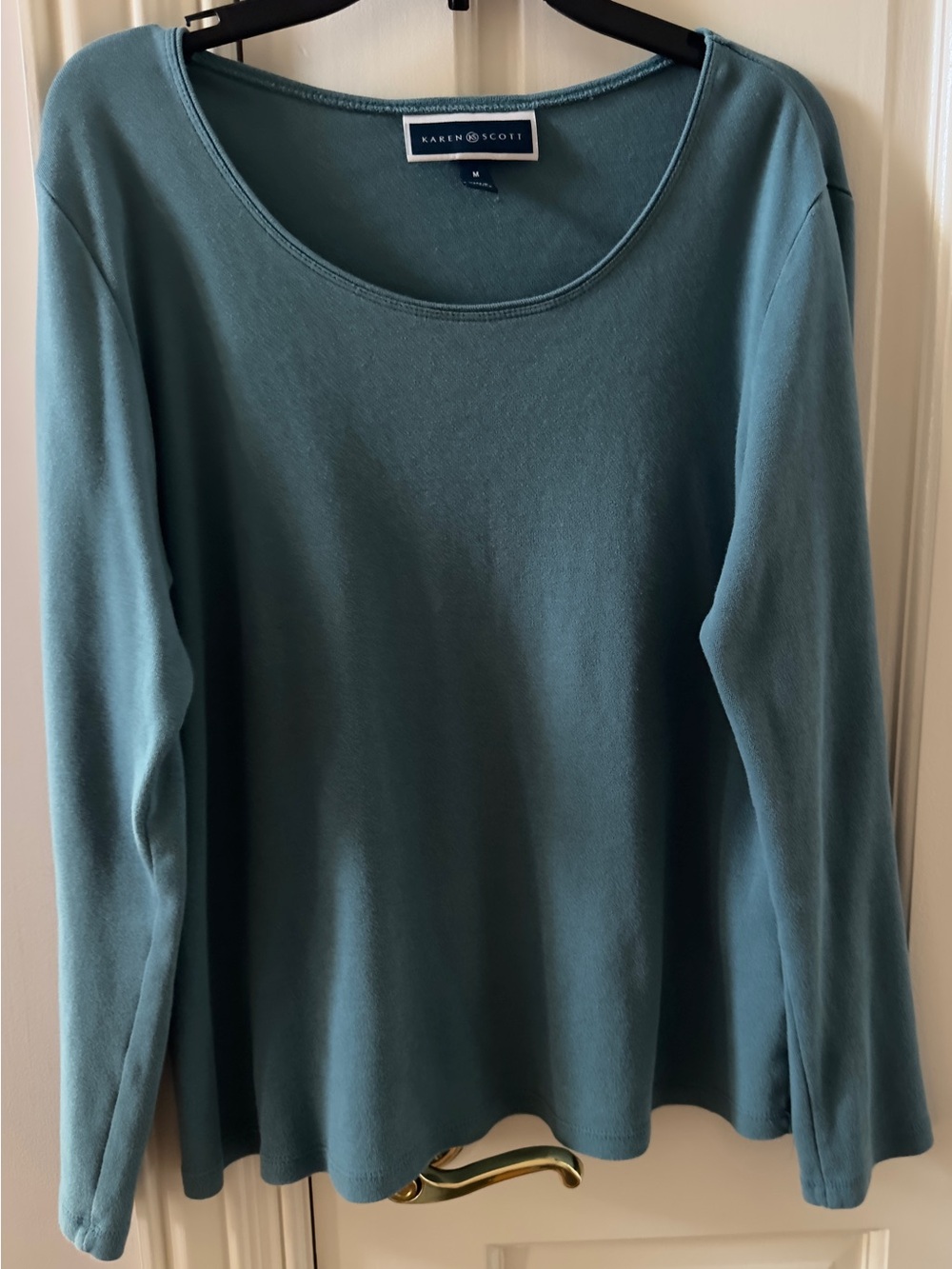 Karen Scott Seafoam Scoop Neck Long Sleeve Top